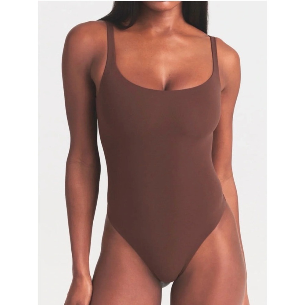 Skims Brown Squareneck Bodysuit